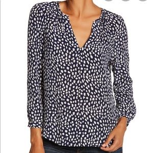 Joie Navy Blue Animal Print Blouse
